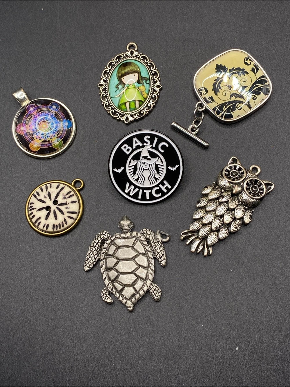 Basic Witch Pin & Pendants Bundle Lot